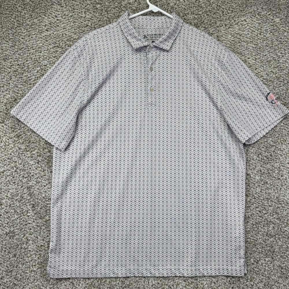 Bermuda Sands Golf Polo‎ Shirt Men's Size Large Gray Geometric Carolina Springs